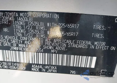 2014 Toyota Rav4 Le from USA, damaged, VIN JTMBFREVXEJ003554